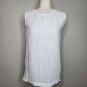 Jenni Kayne White Textured Sleeveless Tank Top